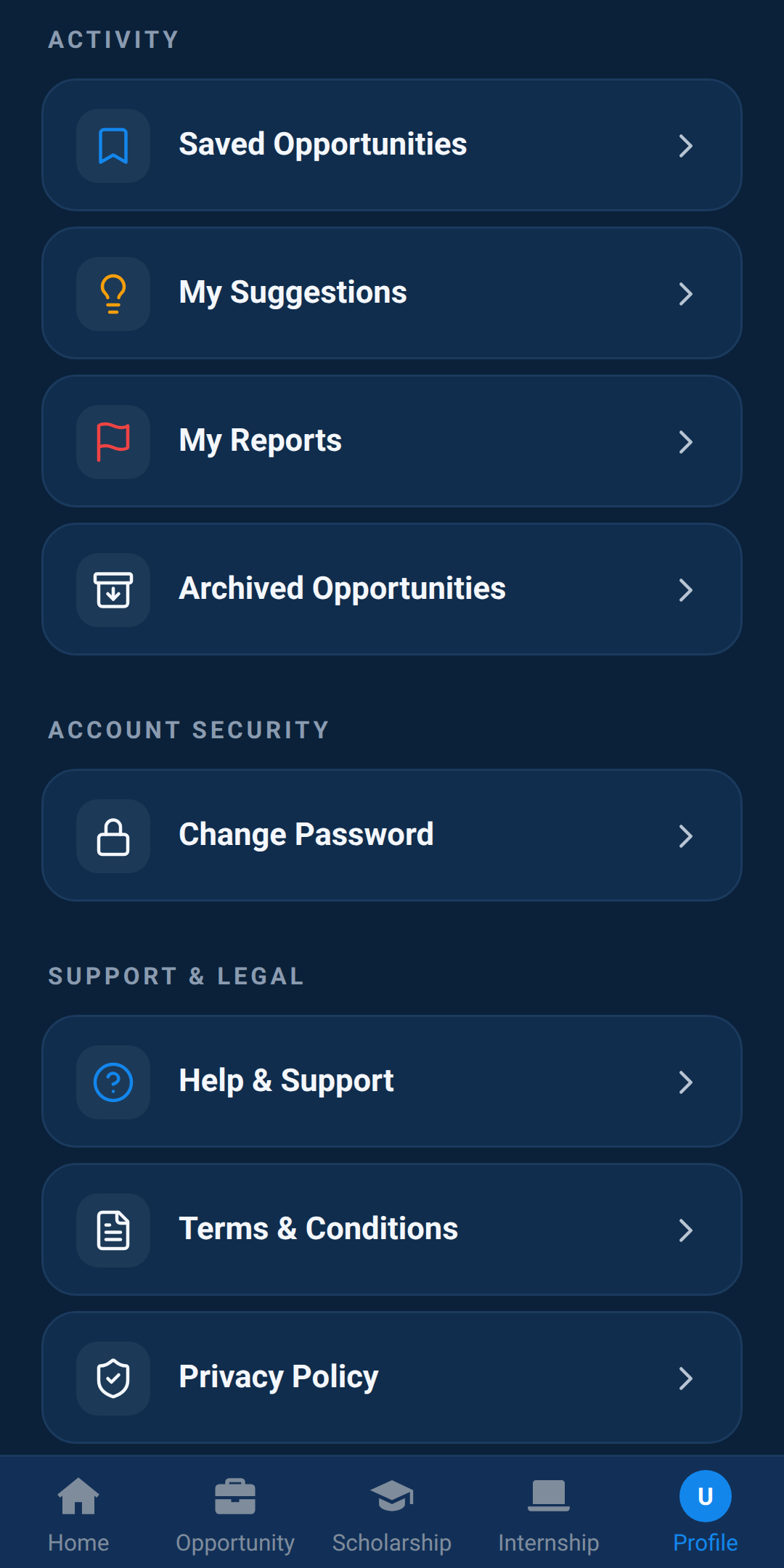 Profile settings