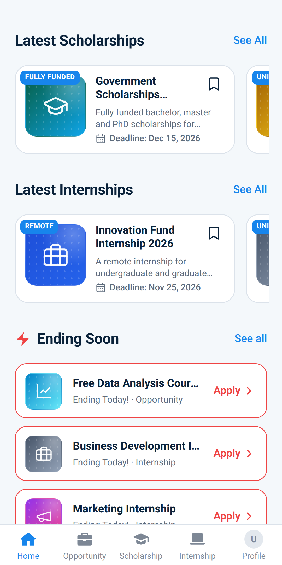 Opportunities ending soon